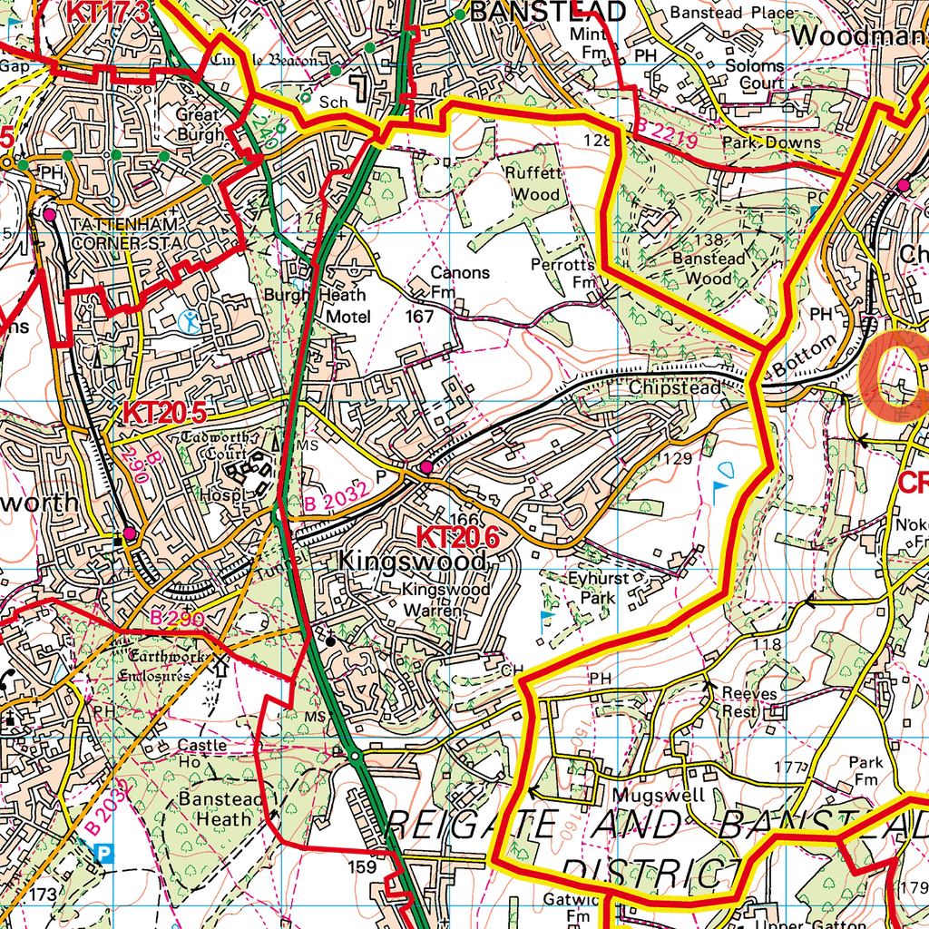 Kingston-Upon-Thames - KT- Postcode Sector Map (G87)