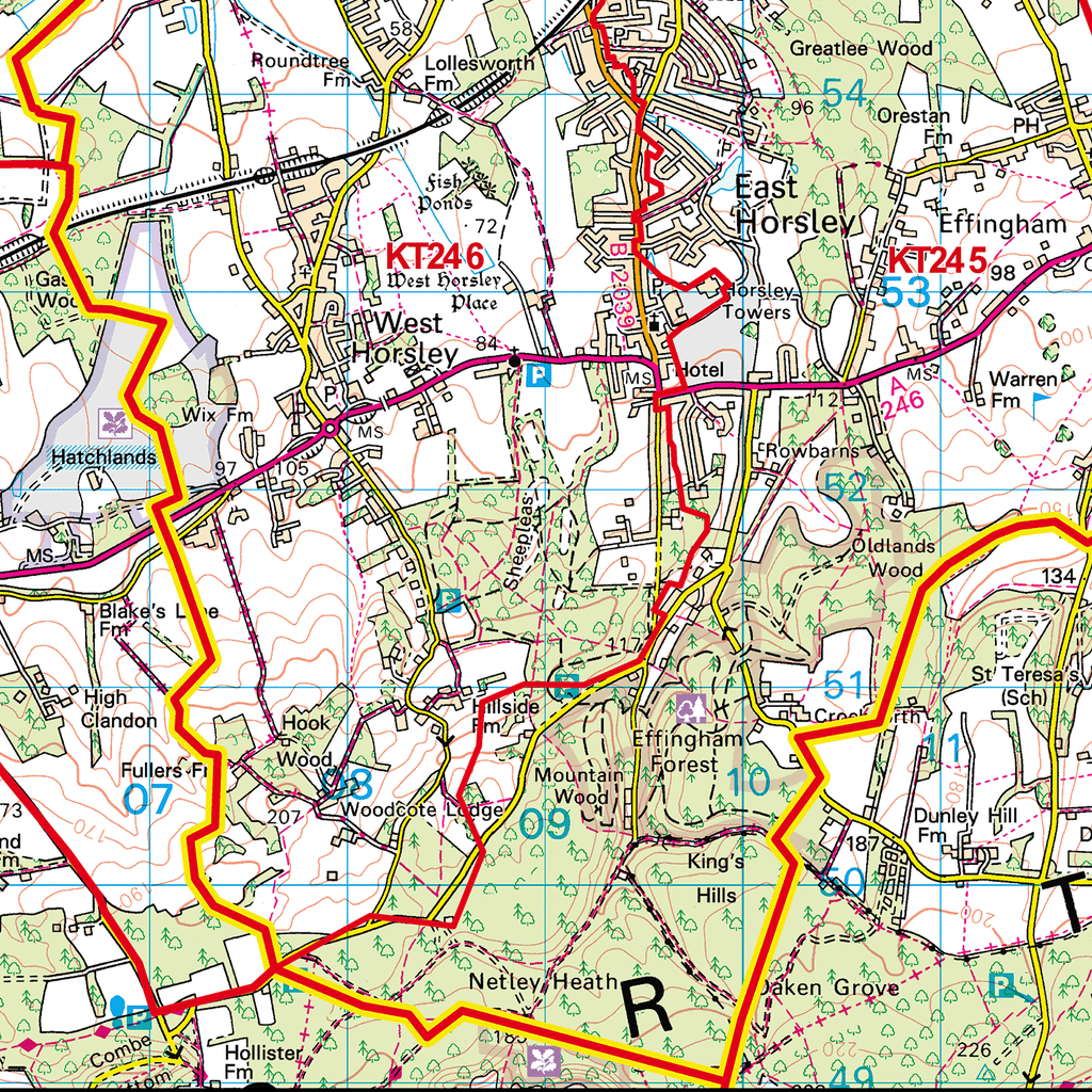 Kingston-Upon-Thames - KT- Postcode Sector Map (G87)