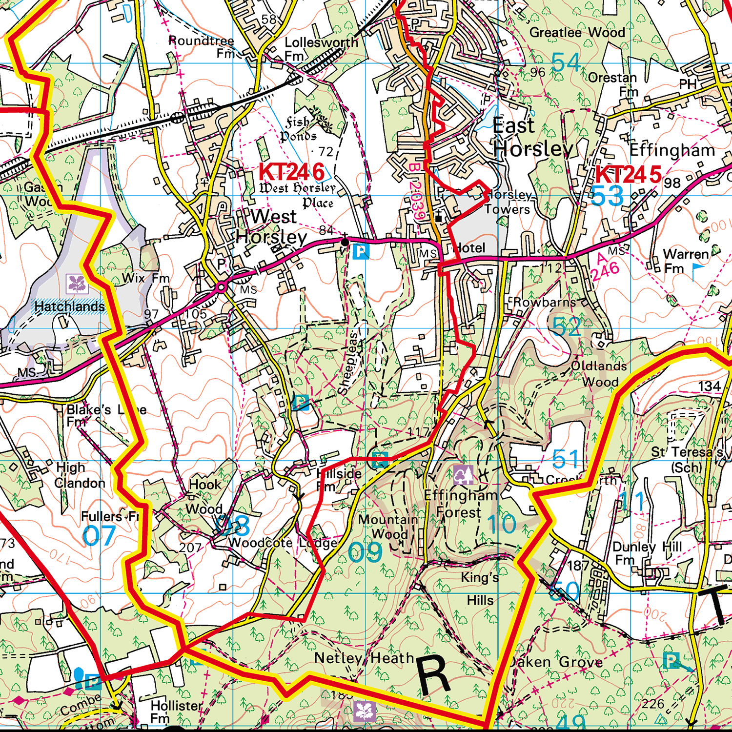 Kingston-Upon-Thames - KT- Postcode Sector Map (G87)