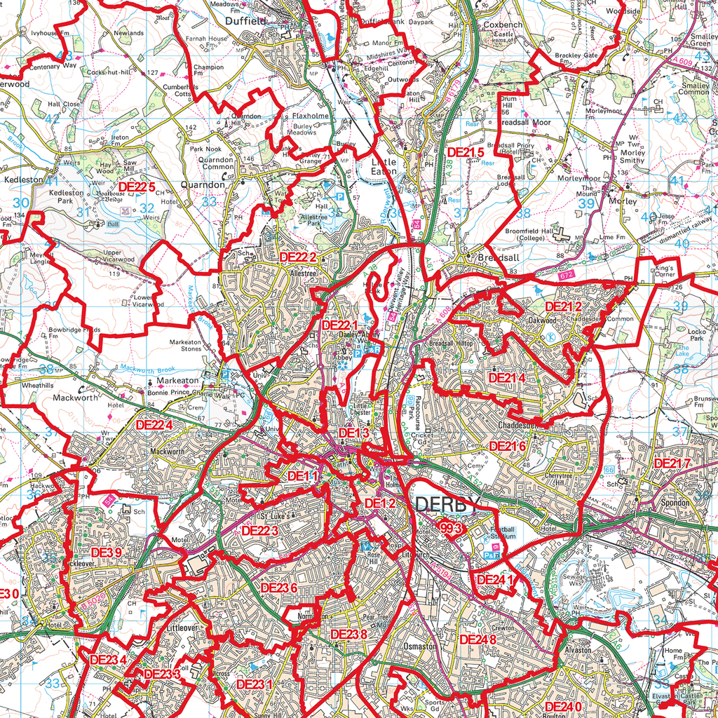 Derby - DE - Postcode Sector Map (G9)