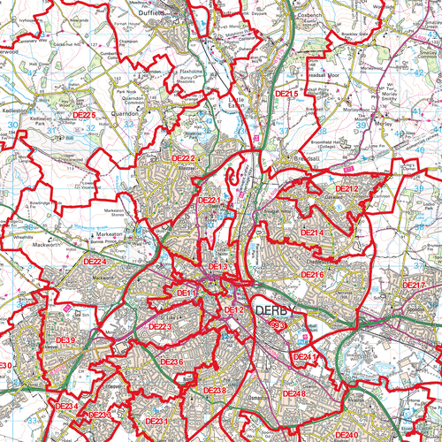 Derby - DE - Postcode Sector Map (G9)