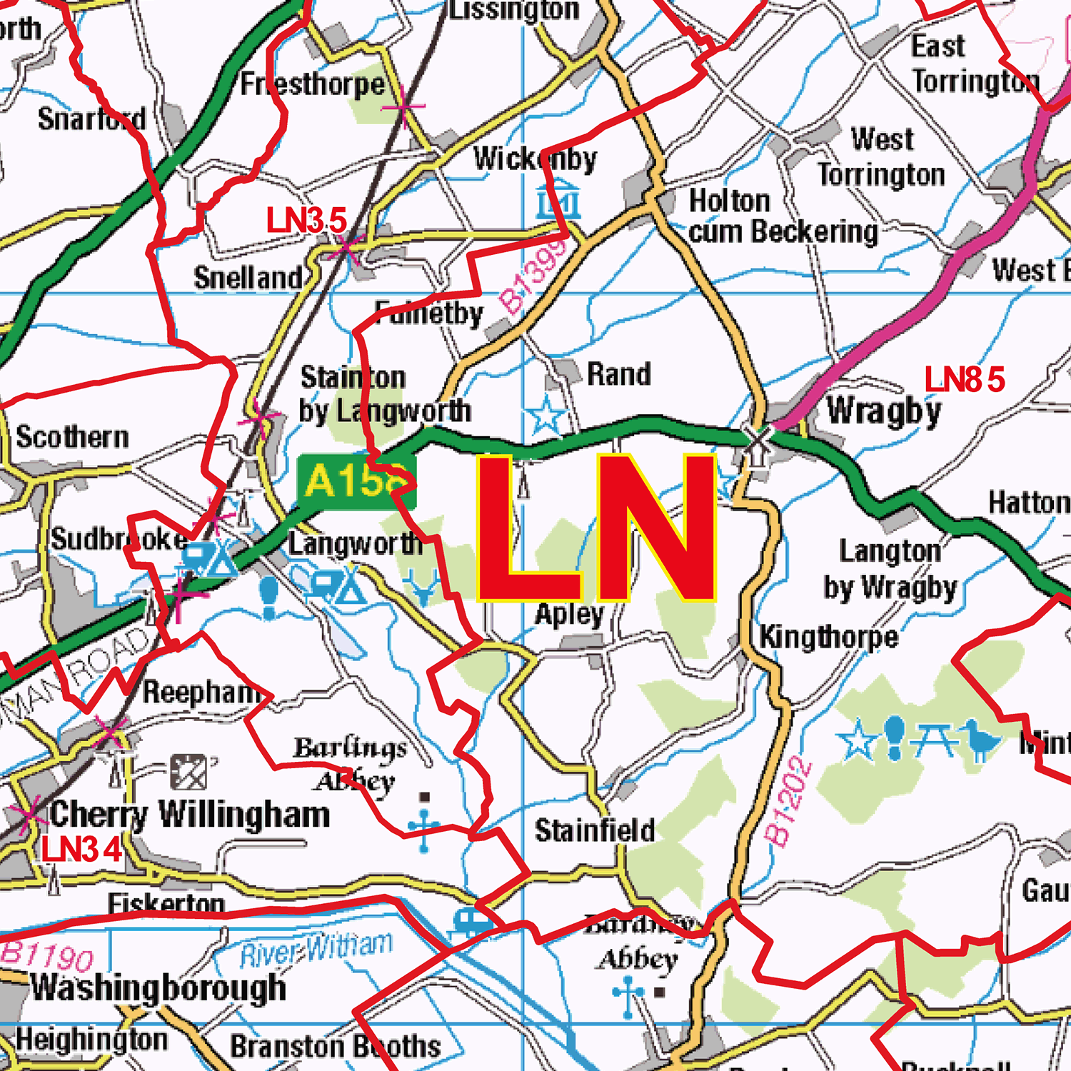 Lincoln - LN - Postcode Sector Map (G92)