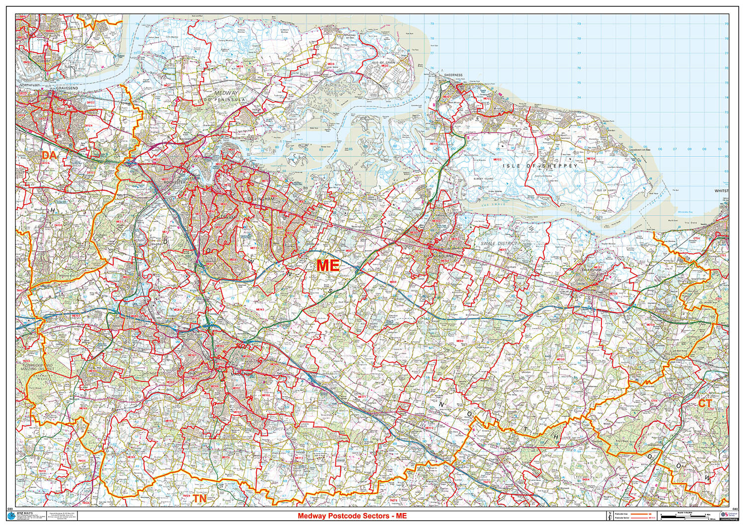Medway - ME - Postcode Sector Map (G93) – XYZ Maps