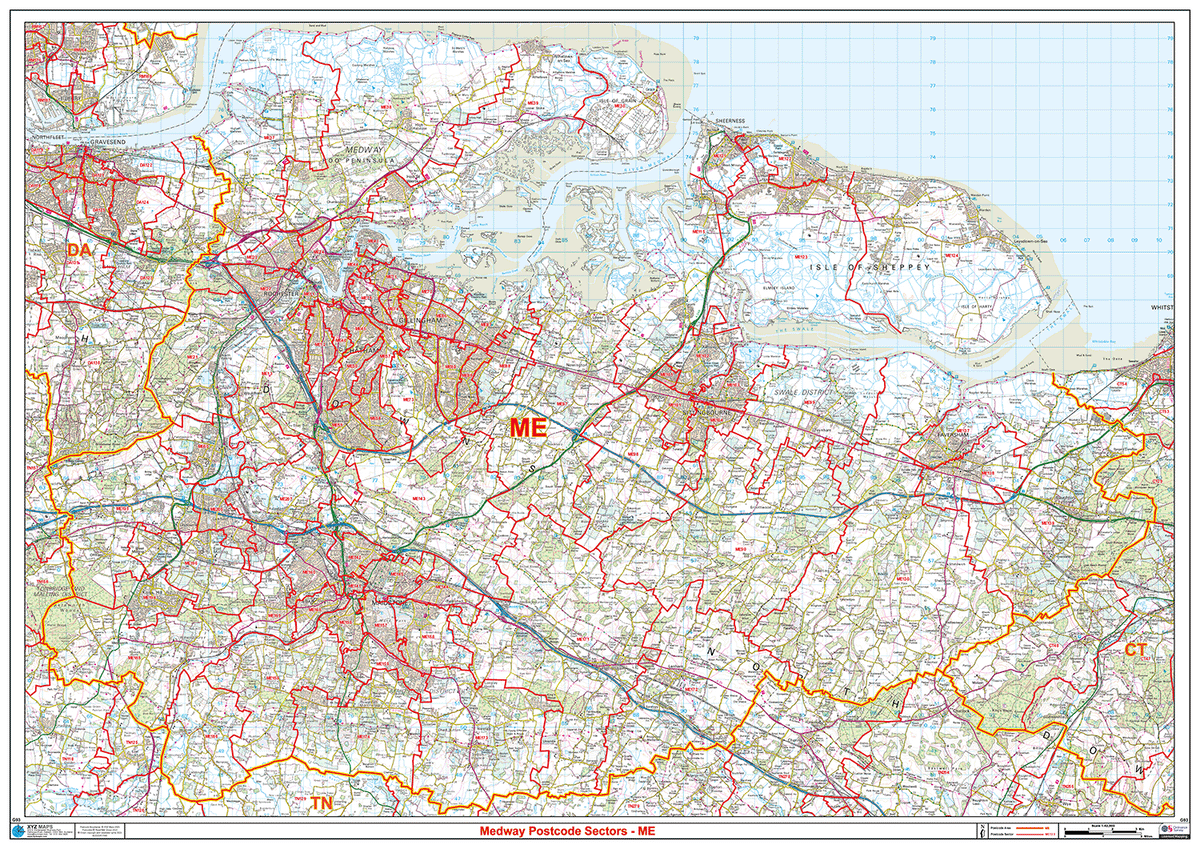 Medway - ME - Postcode Sector Map (G93) – XYZ Maps