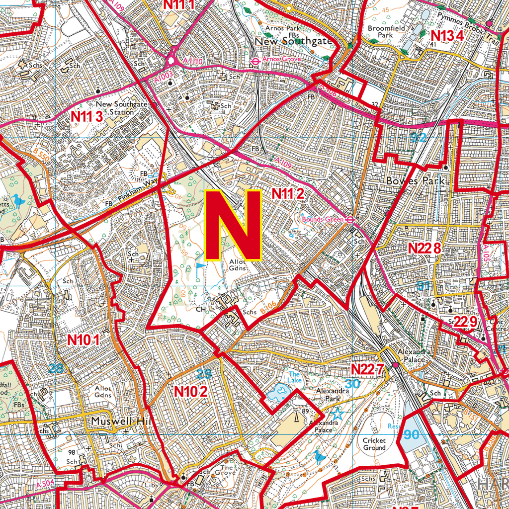 North London - N - Postcode Sector Map (G95)