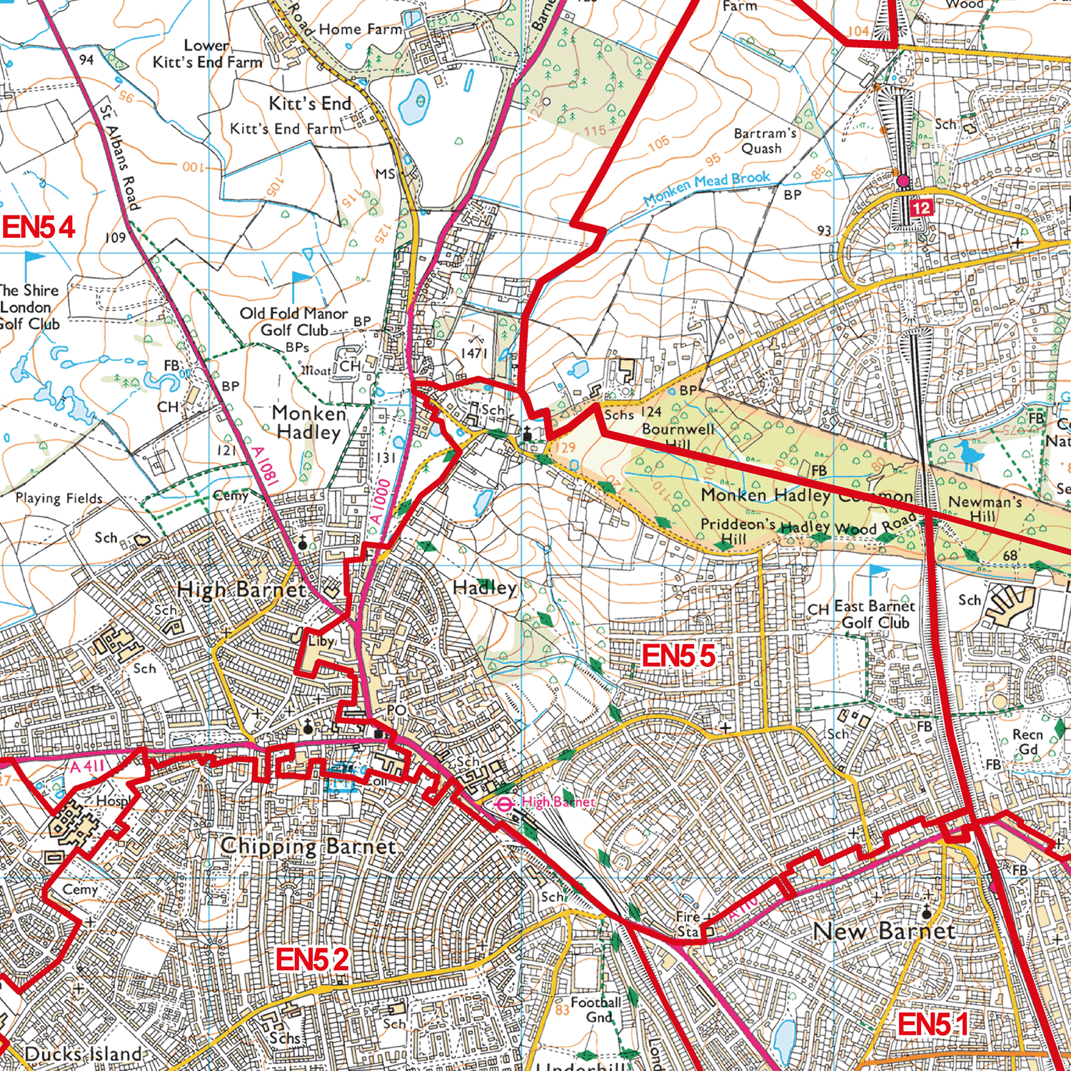 North London - N - Postcode Sector Map (G95)