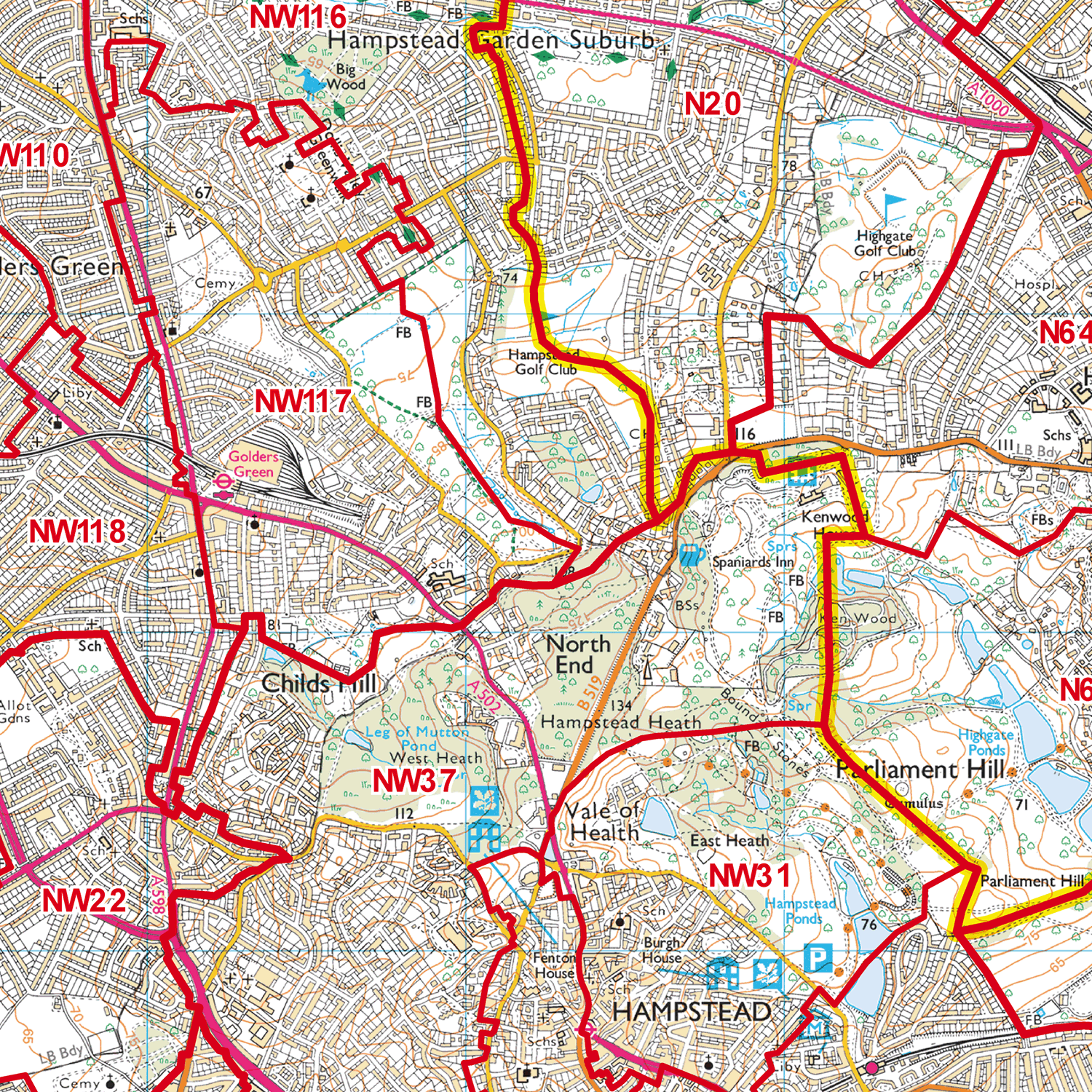 North London - N - Postcode Sector Map (G95)
