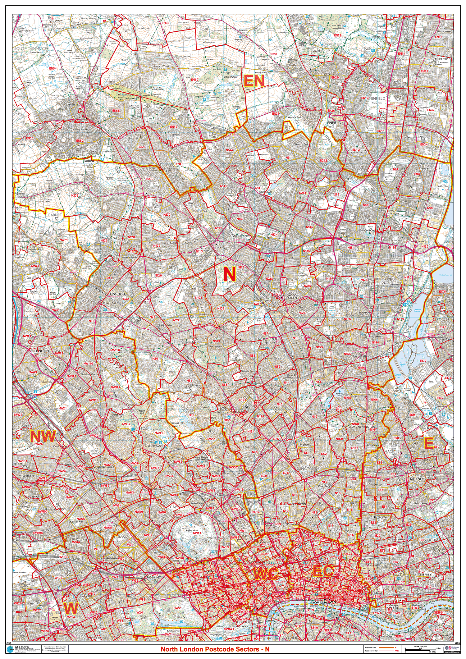 North London - N - Postcode Sector Map (G95)