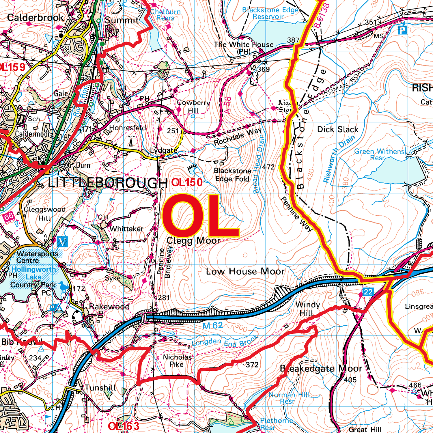 Oldham Postcode Oldham - OL - Postcode Sector Map (G98) – XYZ Maps