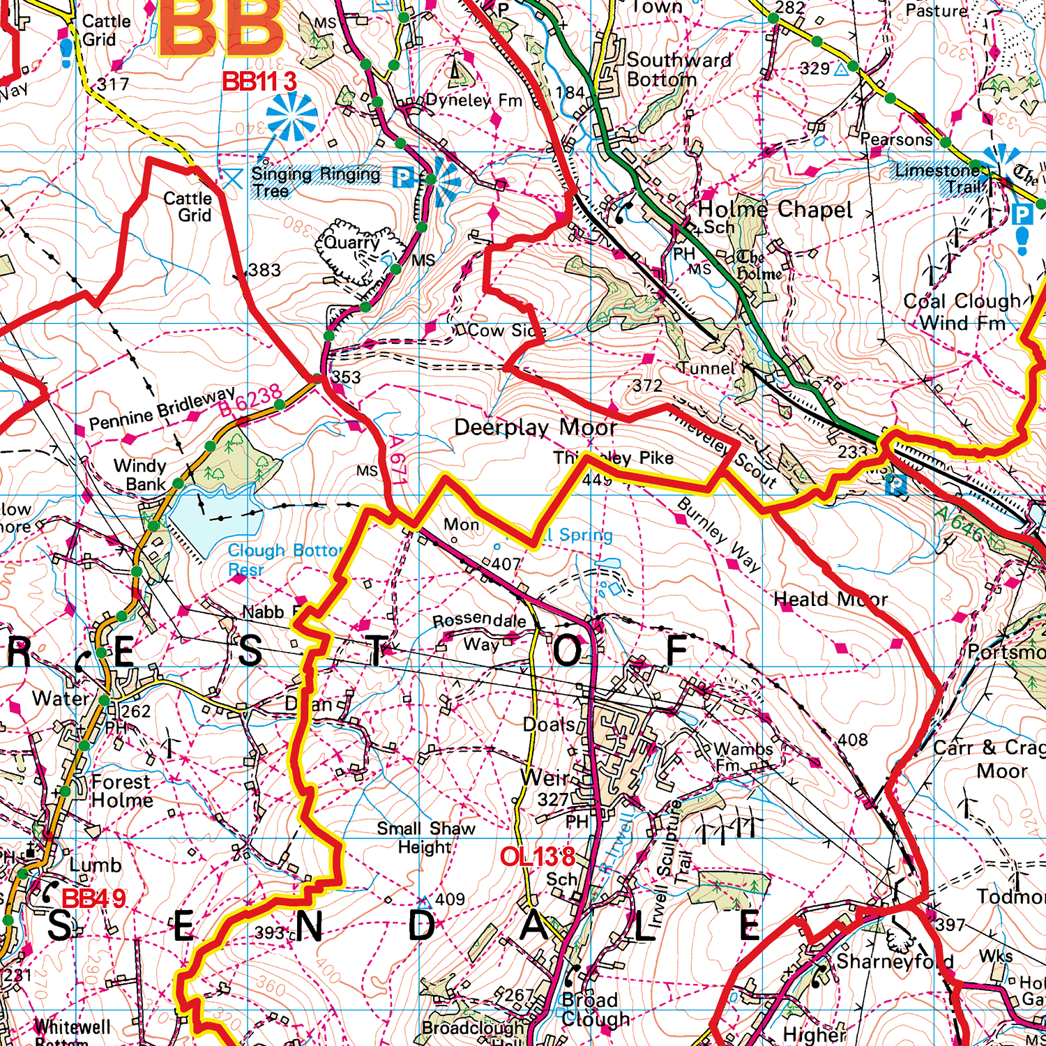 Oldham Postcode Oldham - OL - Postcode Sector Map (G98) – XYZ Maps