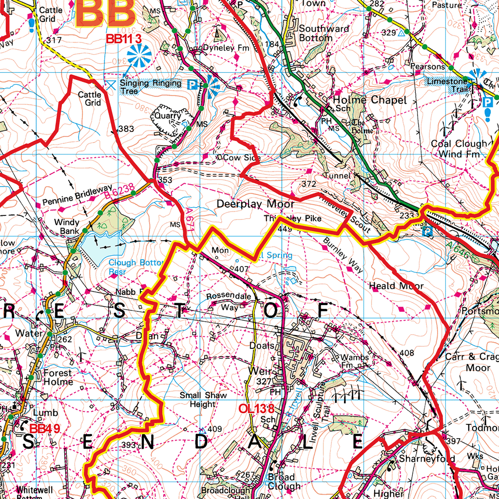 Oldham - OL - Postcode Sector Map (G98)
