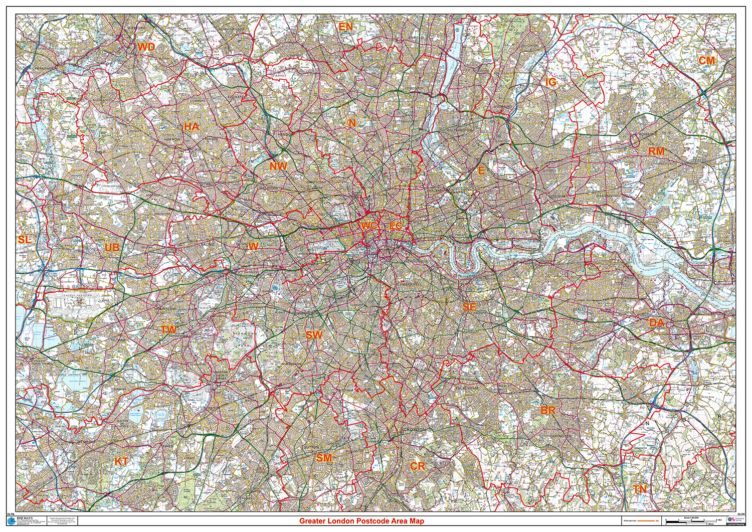 (GLPA) Greater London Postcode Areas Map
