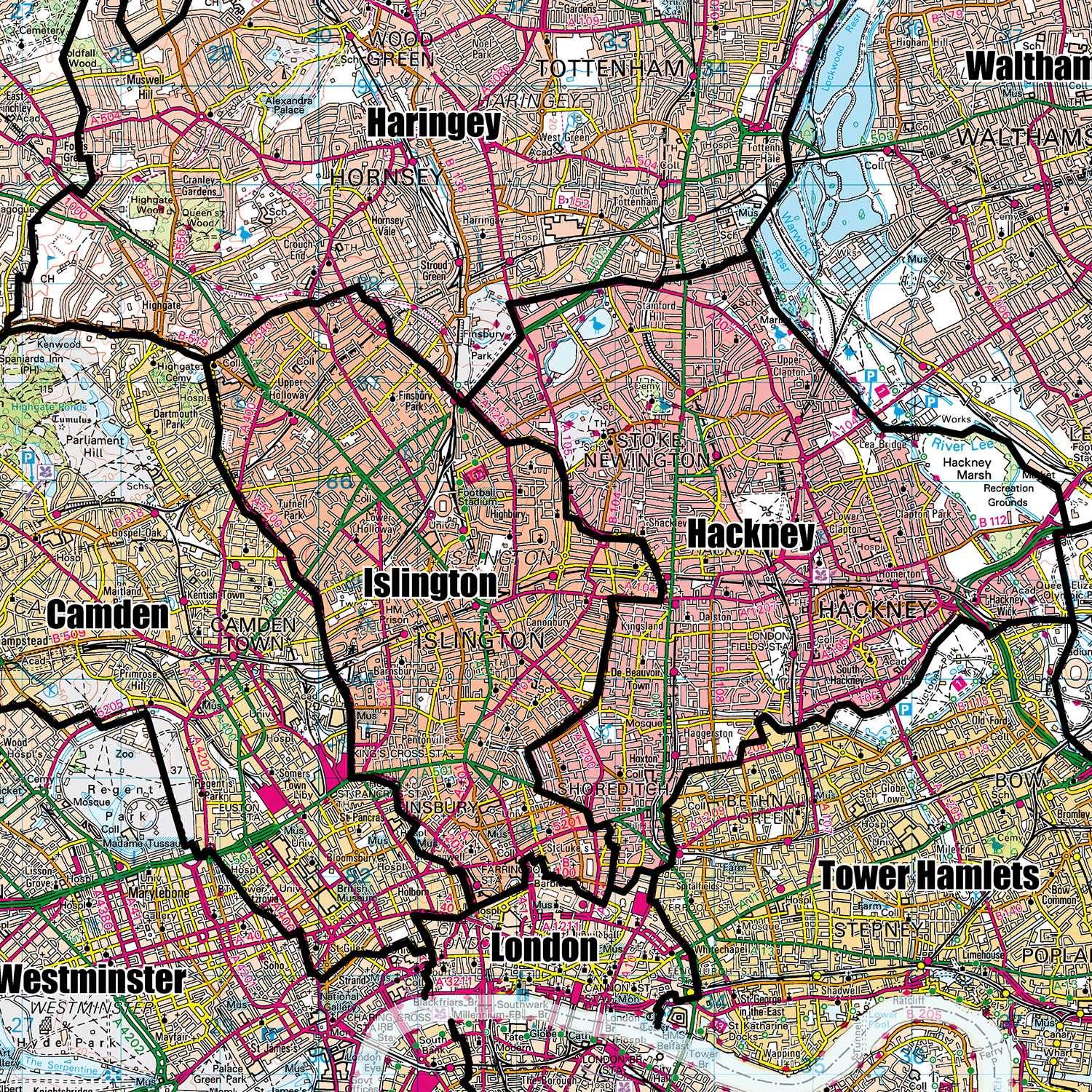 (GLA) Greater London Authority Boroughs Wall Map