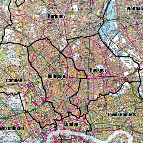 (GLA) Greater London Authority Boroughs Wall Map