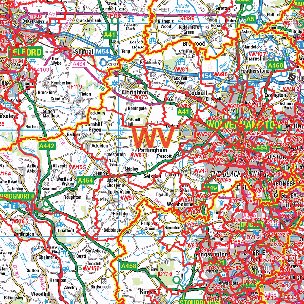 West Midlands Postcode Sector Wall Map - (S10)