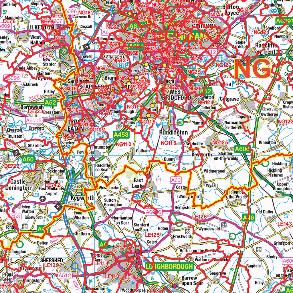 West Midlands Postcode Sector Wall Map - (S10)