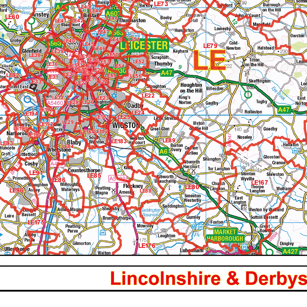 Lincolnshire & Derbyshire Postcode Sector Wall Map - (S11)