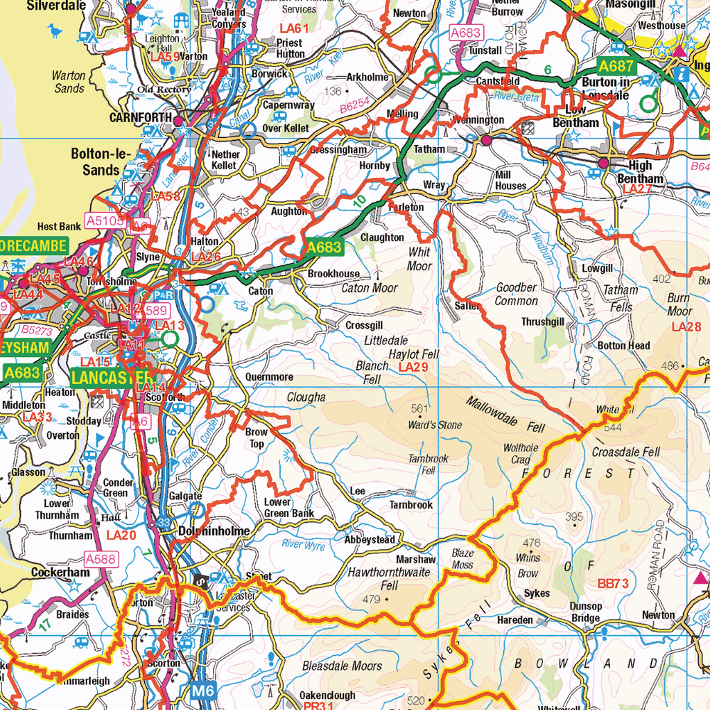 North West England Postcode Sector Wall Map - (S12)