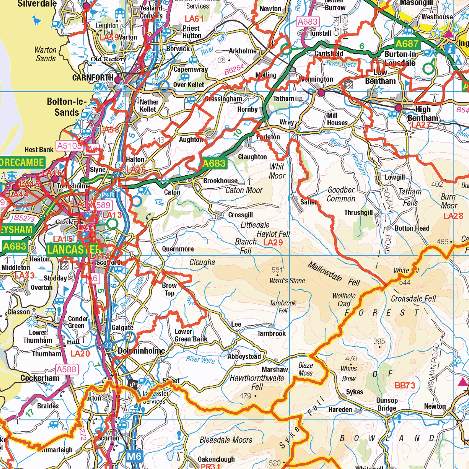North West England Postcode Sector Wall Map - (S12)