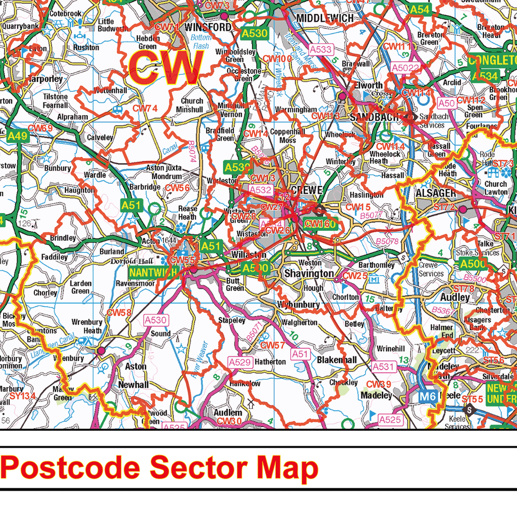North West England Postcode Sector Wall Map - (S12)