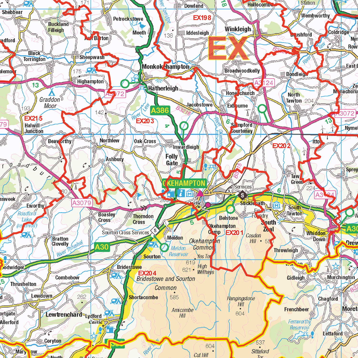 South West England Postcode Sector Wall Map - (S1)