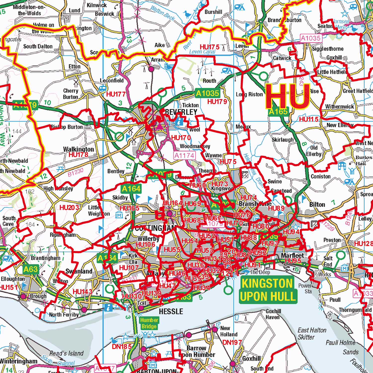 Yorkshire Postcode Sector Wall Map - (S13)