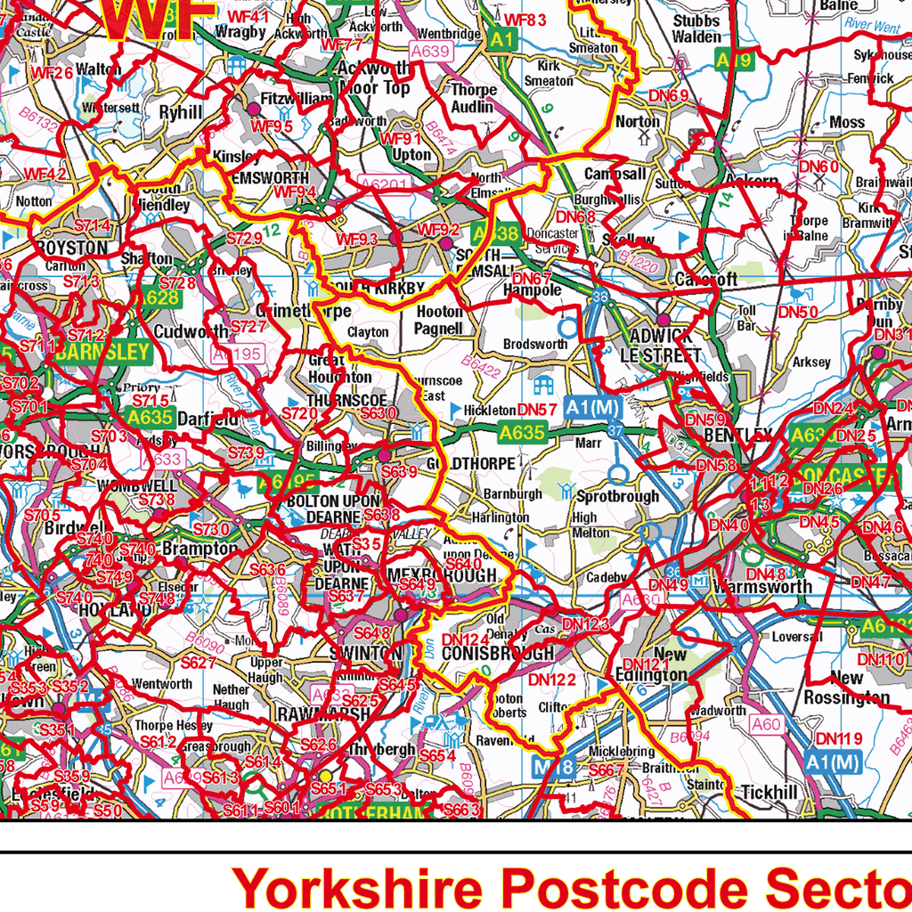 Yorkshire Postcode Sector Wall Map - (S13)