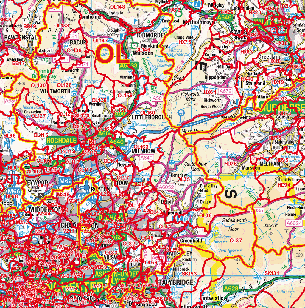 S63 Postcode Yorkshire Postcode Sector Wall Map (S13) – XYZ Maps