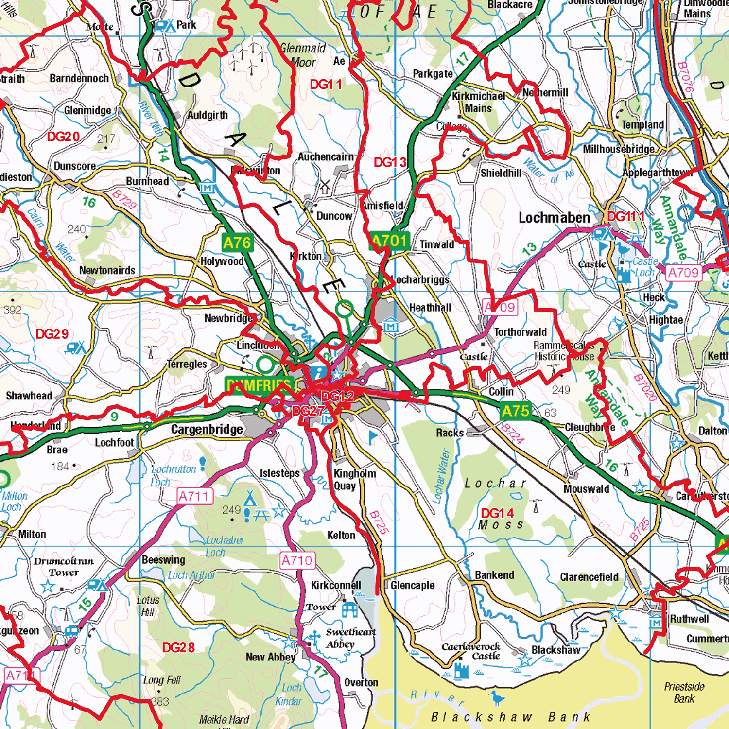 Postcode Sector Map - (S15) - South West Scottish Borders - Editable GeoPDF