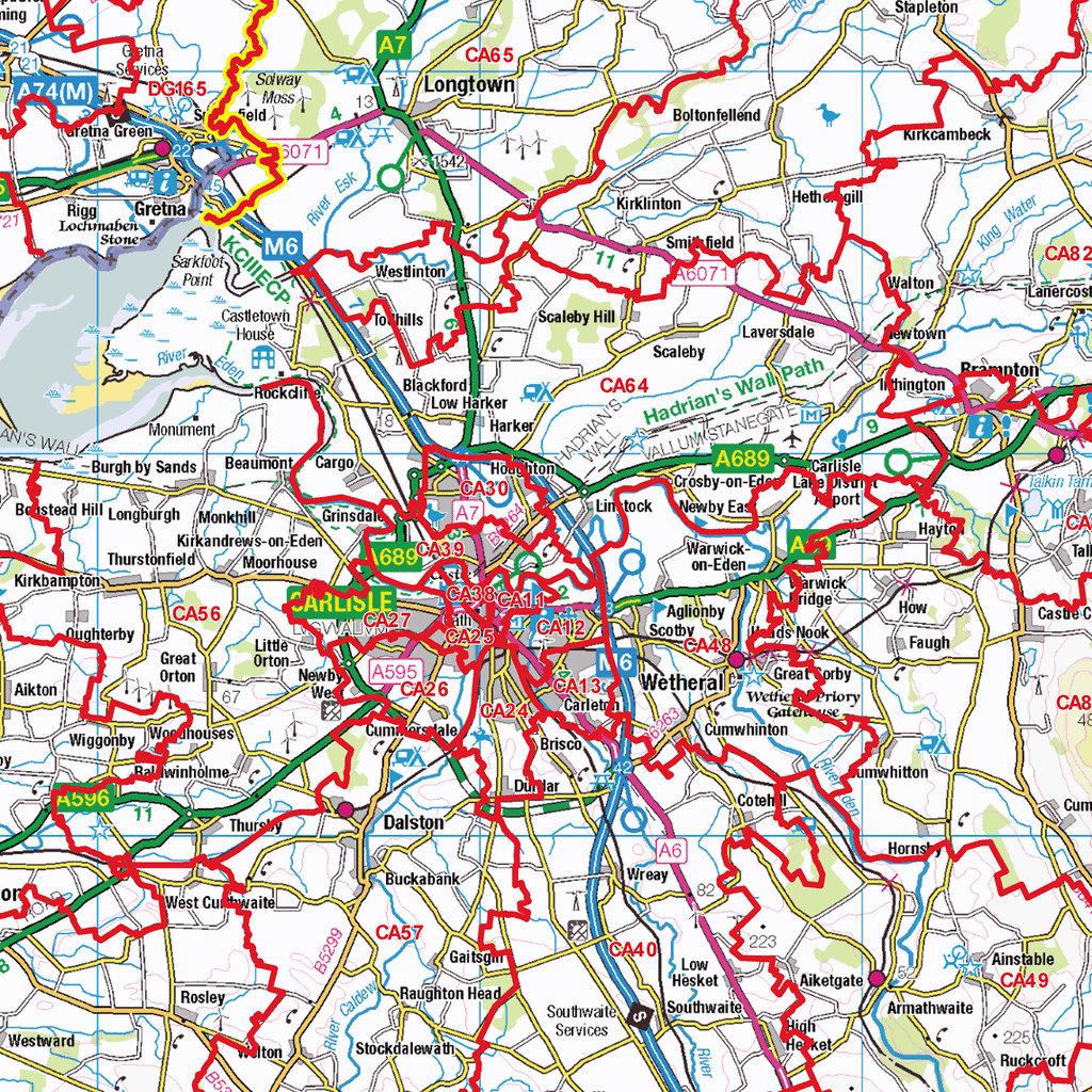 South West Scottish Borders Postcode Sector Wall Map - (S15)