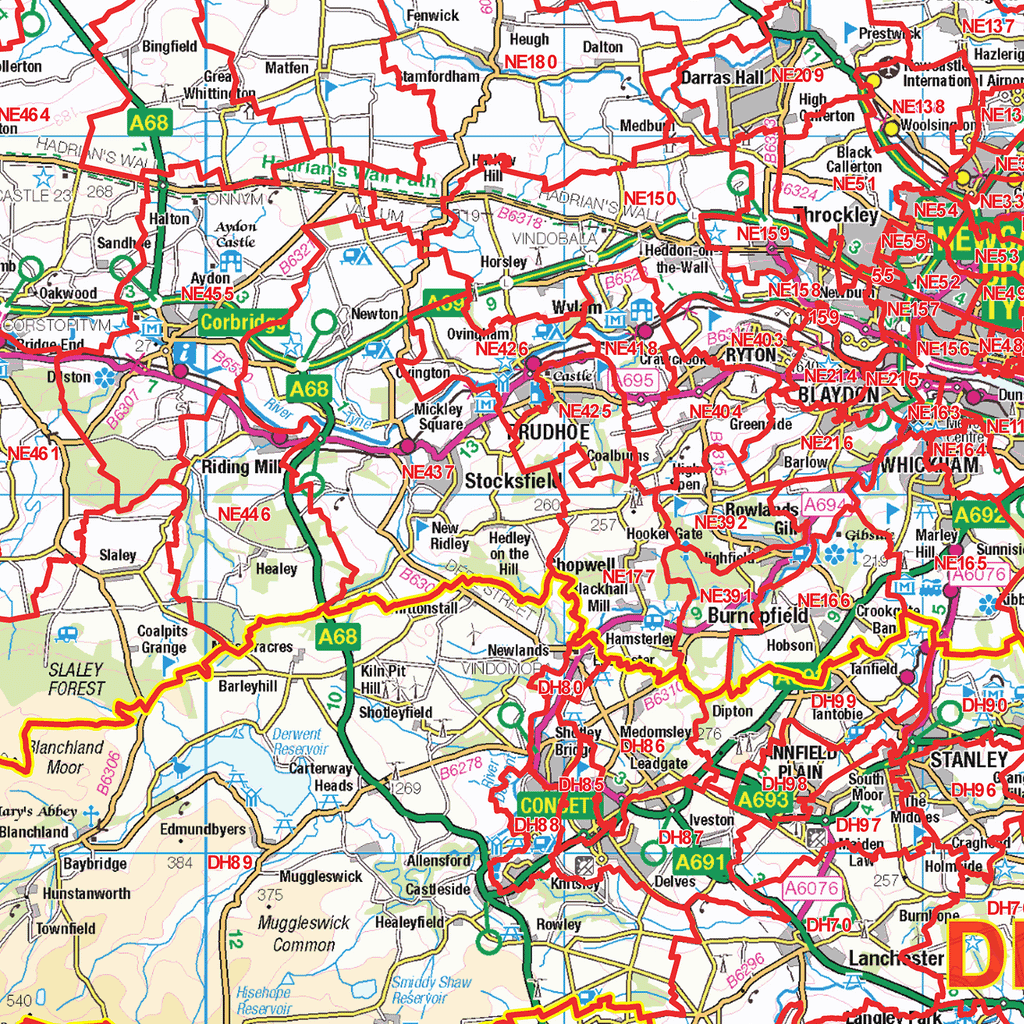 North East England Postcode Sector Wall Map - (S16)