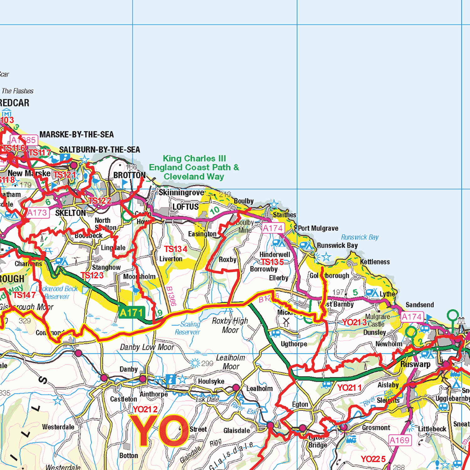North East England Postcode Sector Wall Map - (S16)