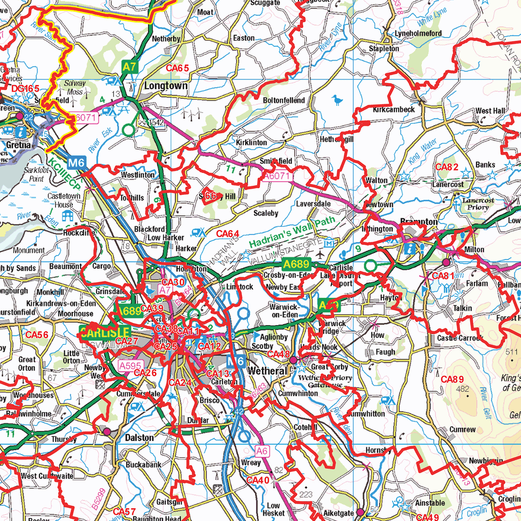 North East England Postcode Sector Wall Map - (S16)