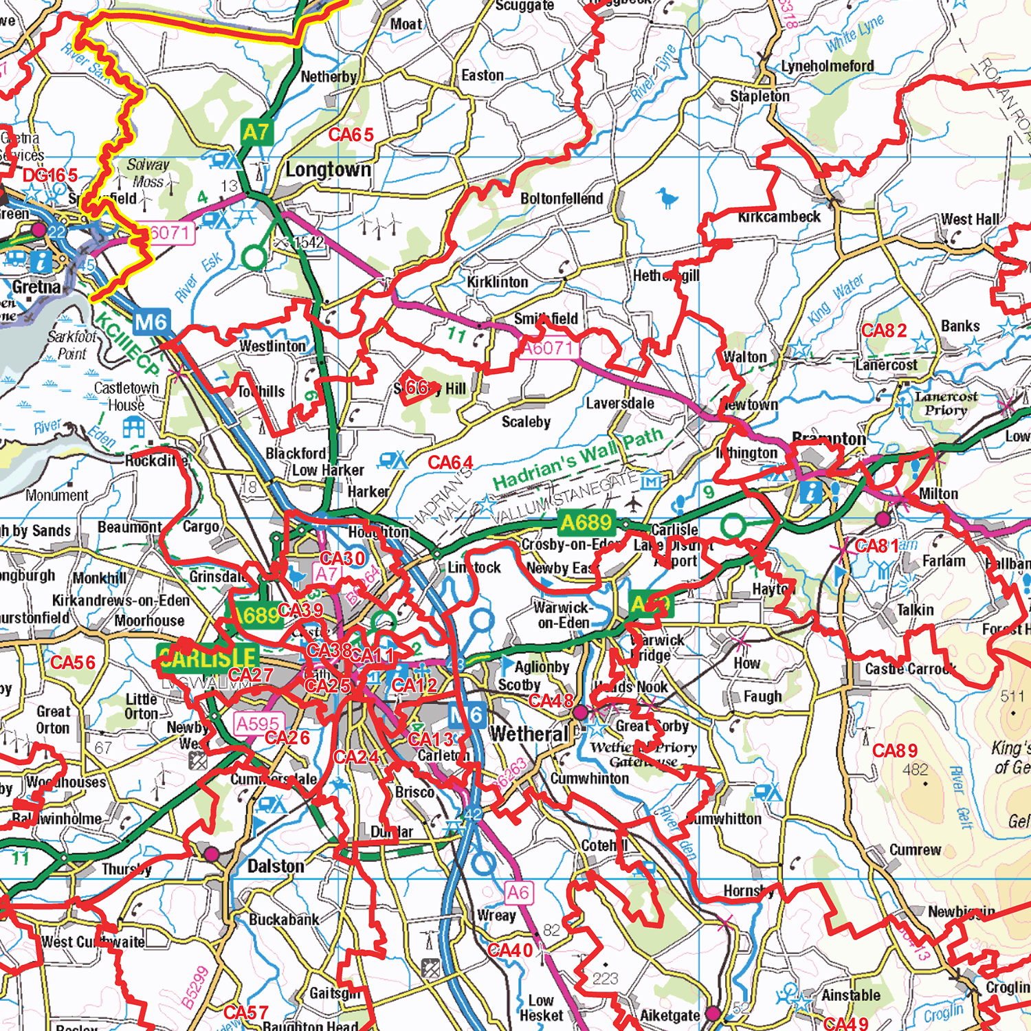 North East England Postcode Sector Wall Map - (S16)