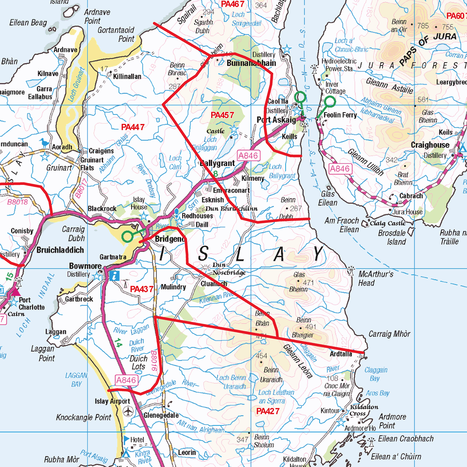 Scotland's Central Belt West Postcode Sector Wall Map - (S17)