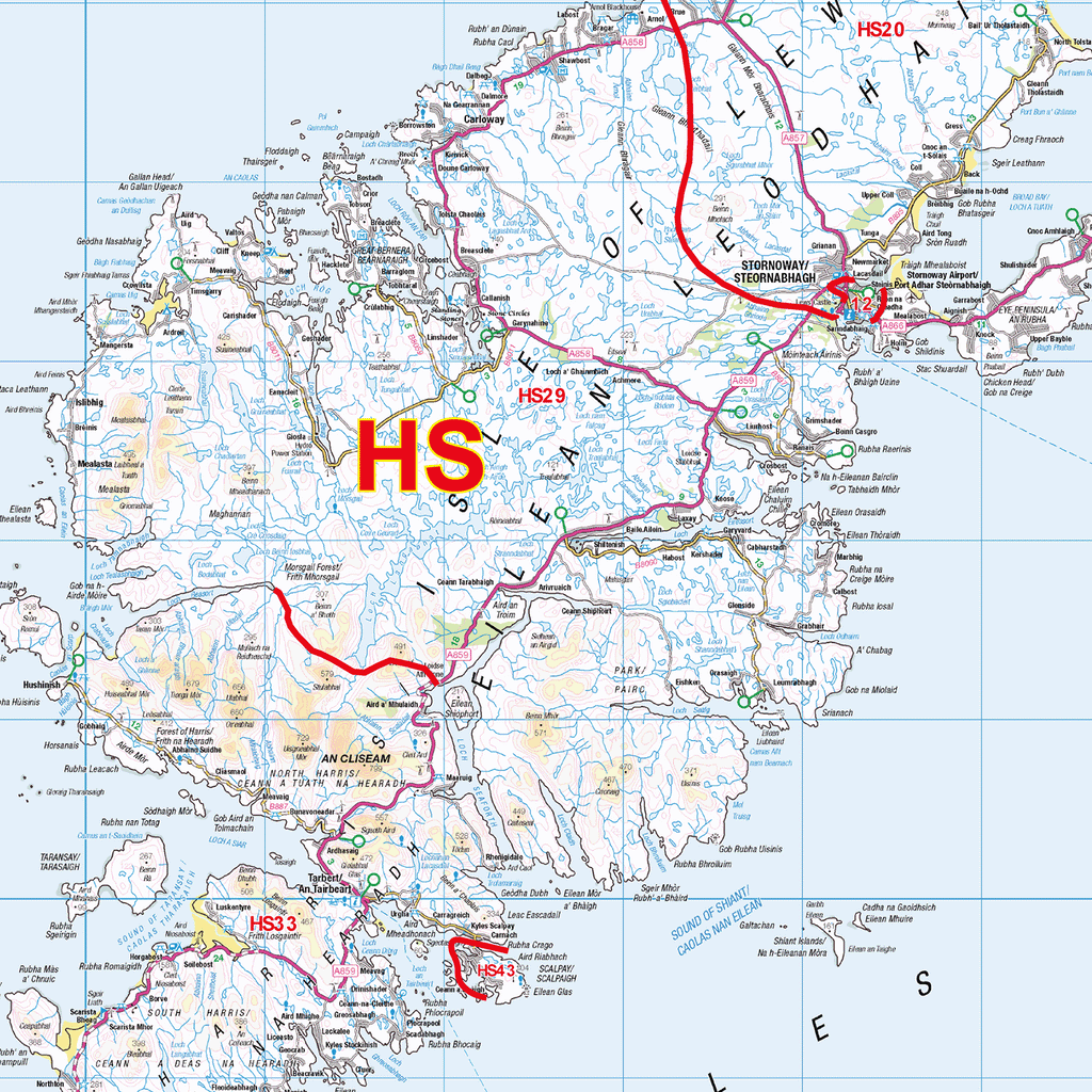 Highlands & Islands Postcode Sector Wall Map - (S19)