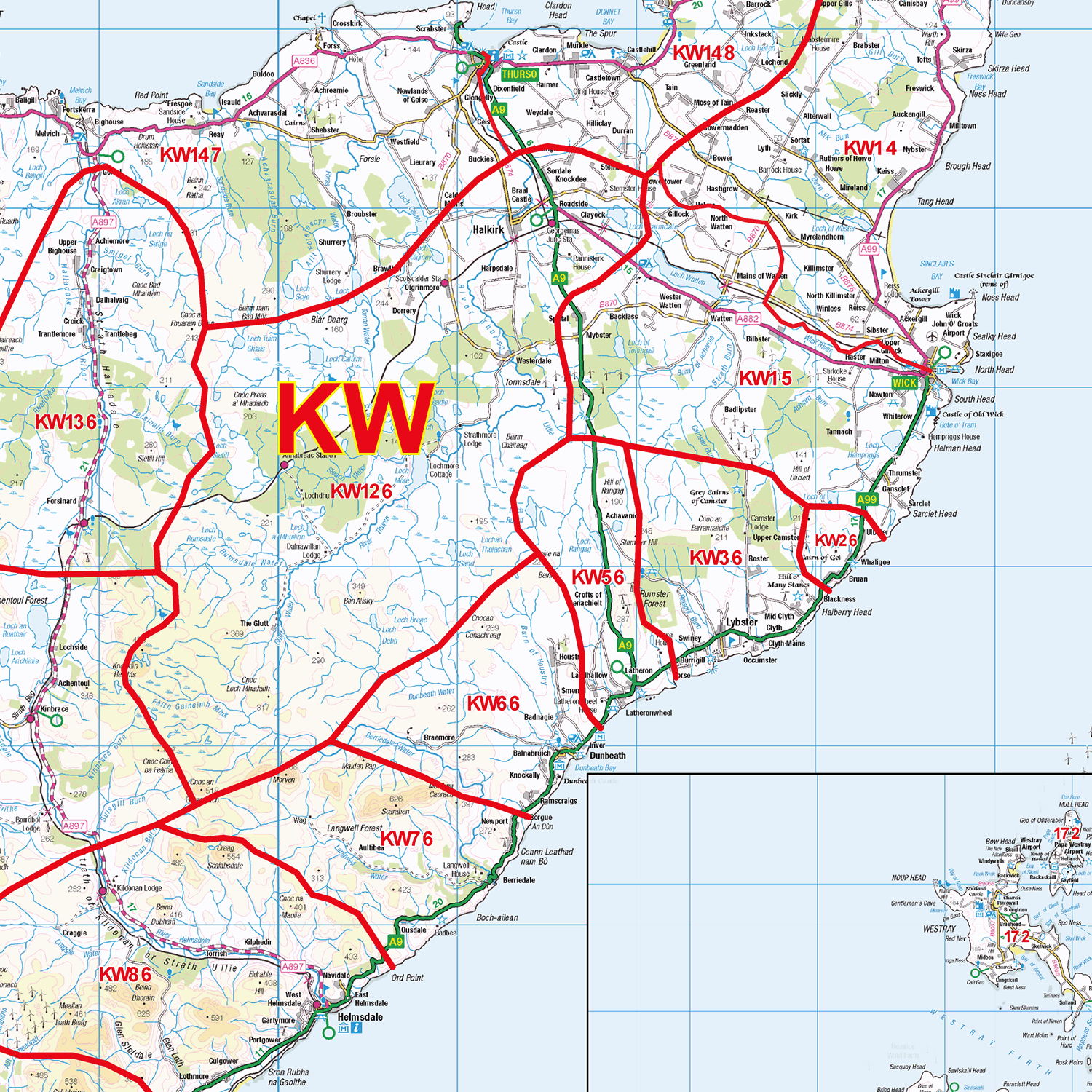 Highlands & Islands Postcode Sector Wall Map - (S19)