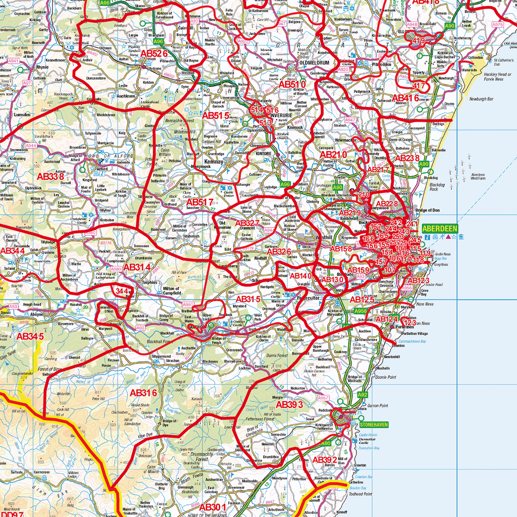 Highlands & Islands Postcode Sector Wall Map - (S19)