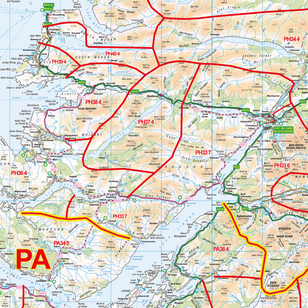 Highlands & Islands Postcode Sector Wall Map - (S19)