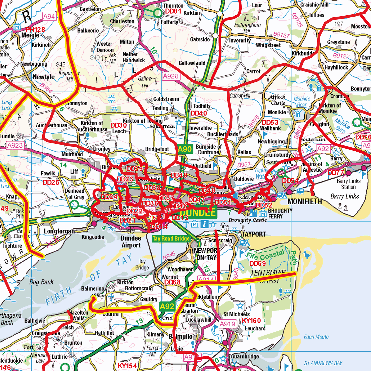 Angus & Aberdeenshire Postcode Sector Wall Map - (S20)