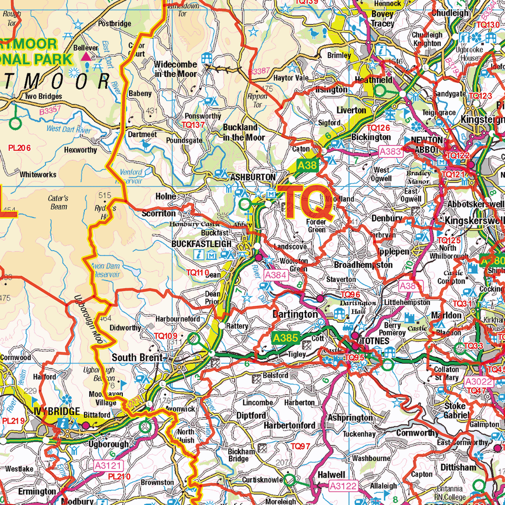 Devon, Dorset & Somerset Postcode Sector Map Wall Map - (S2)
