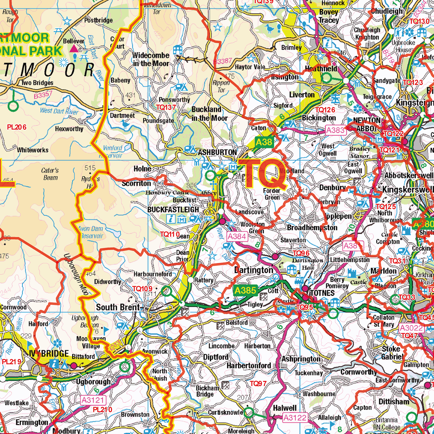 Devon, Dorset & Somerset Postcode Sector Map Wall Map - (S2)