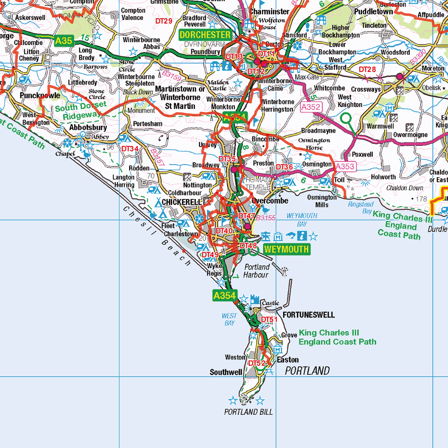 Devon, Dorset & Somerset Postcode Sector Map Wall Map - (S2)