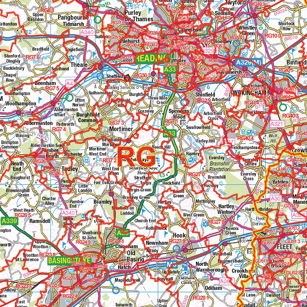 Central Southern England Postcode Sector Wall Map - (S3)