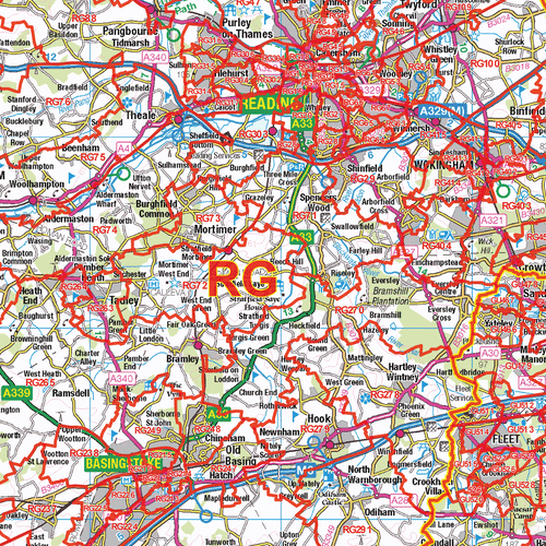 Central Southern England Postcode Sector Wall Map - (S3)