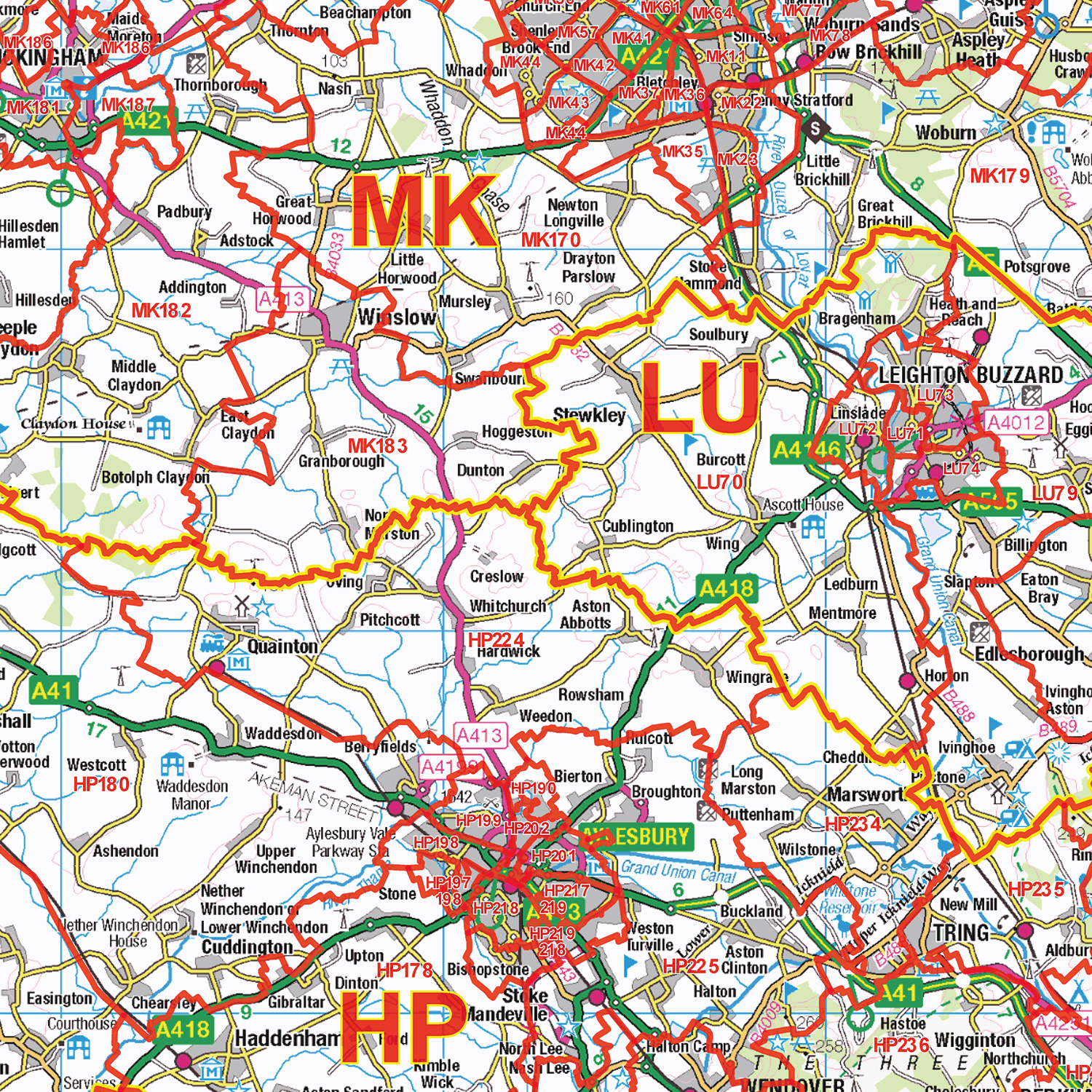 Central Southern England Postcode Sector Wall Map - (S3)