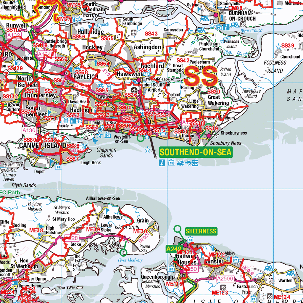 South East England Postcode Sector Wall Map - (S4)