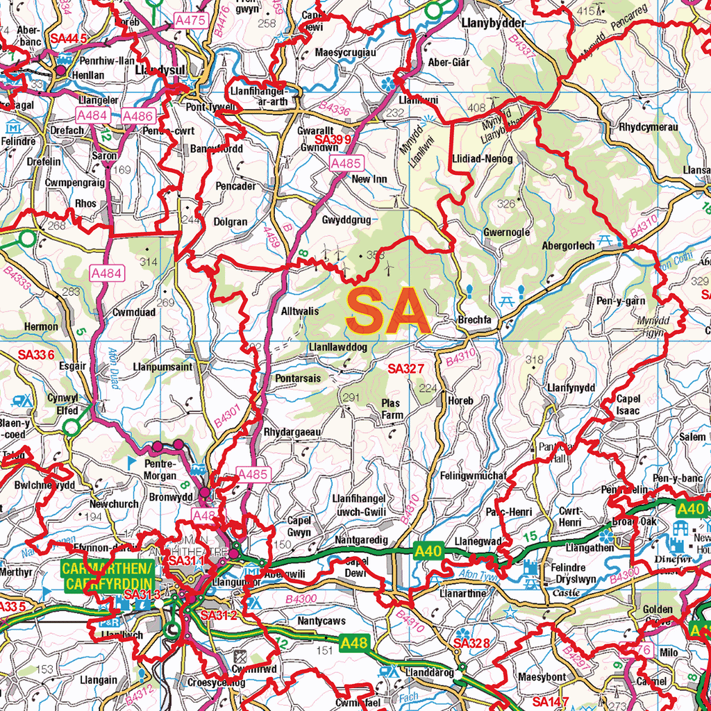 South Wales Postcode Sector Wall Map - (S5)