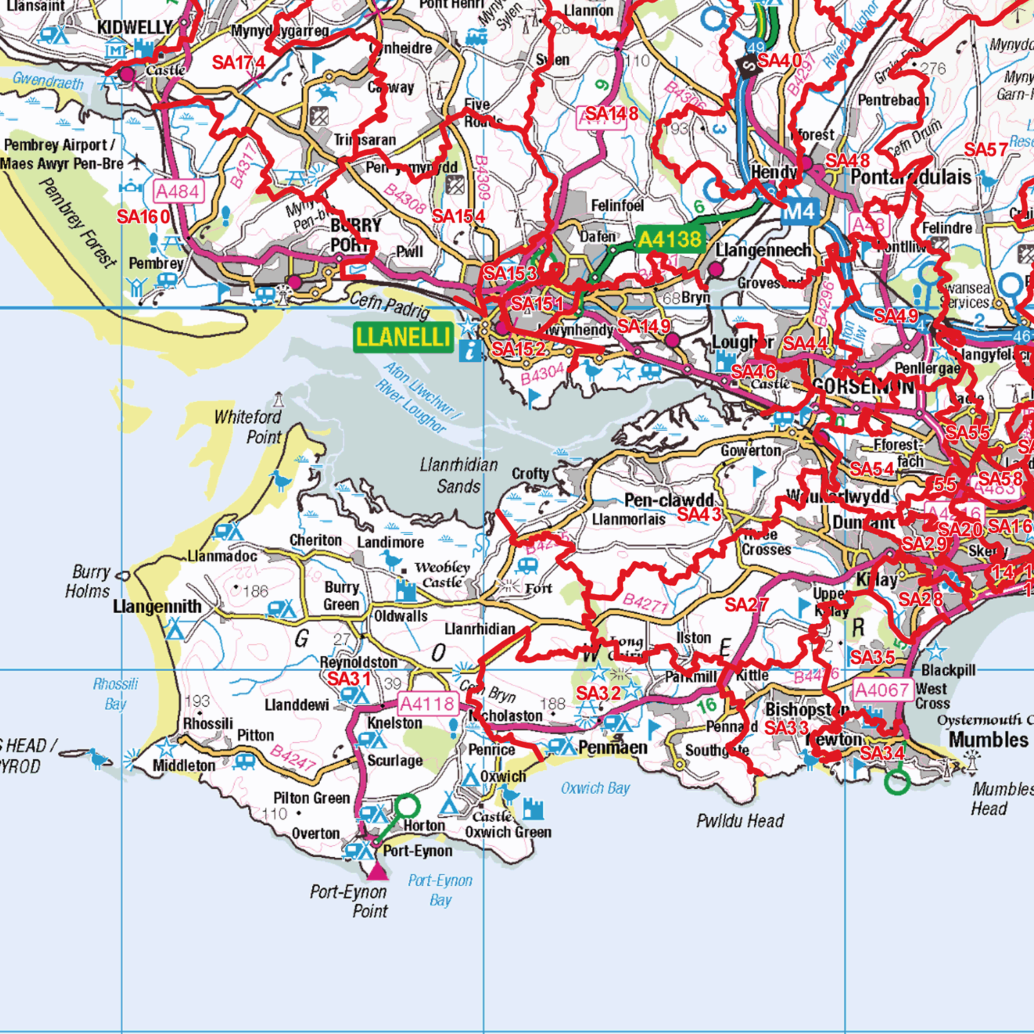 S5 Postcode Map South Wales Postcode Sector Wall Map (S5) – XYZ Maps