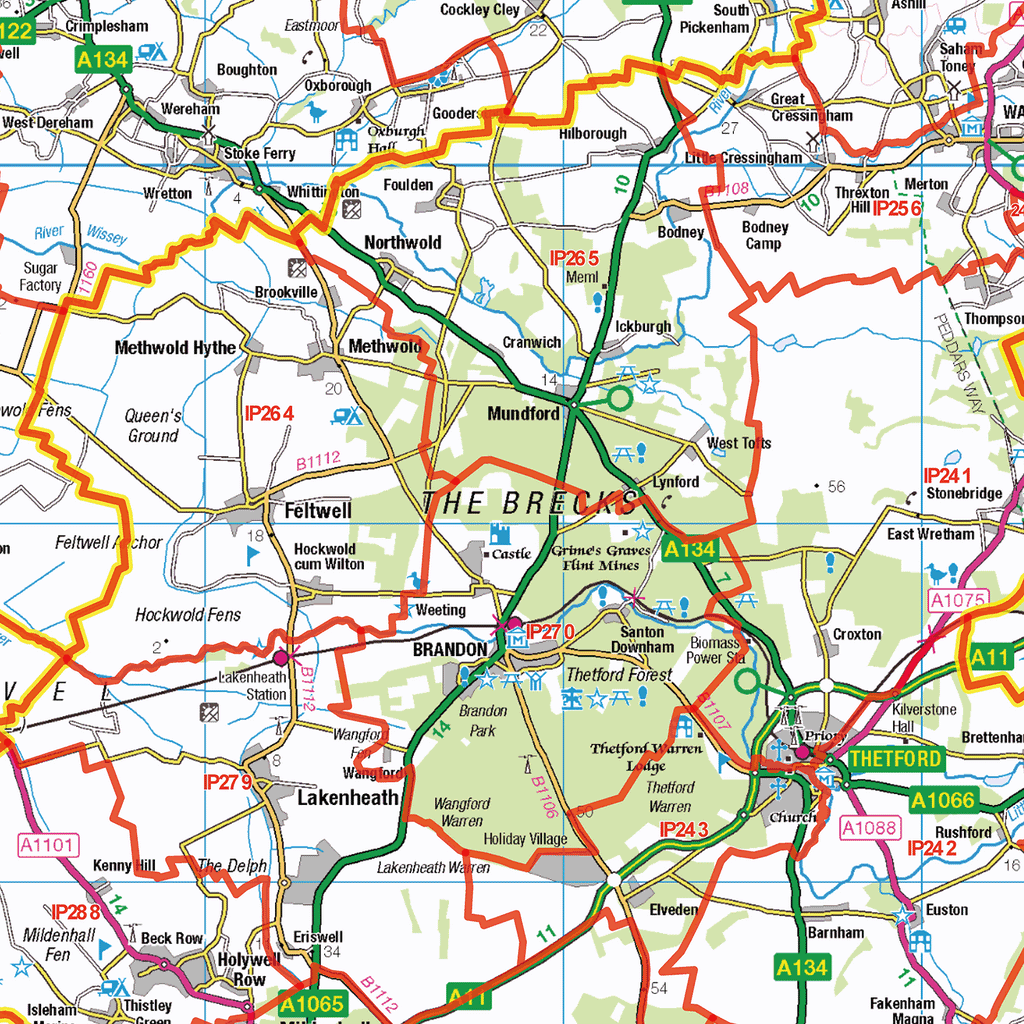 East Midlands Postcode Sector Wall Map - (S7)